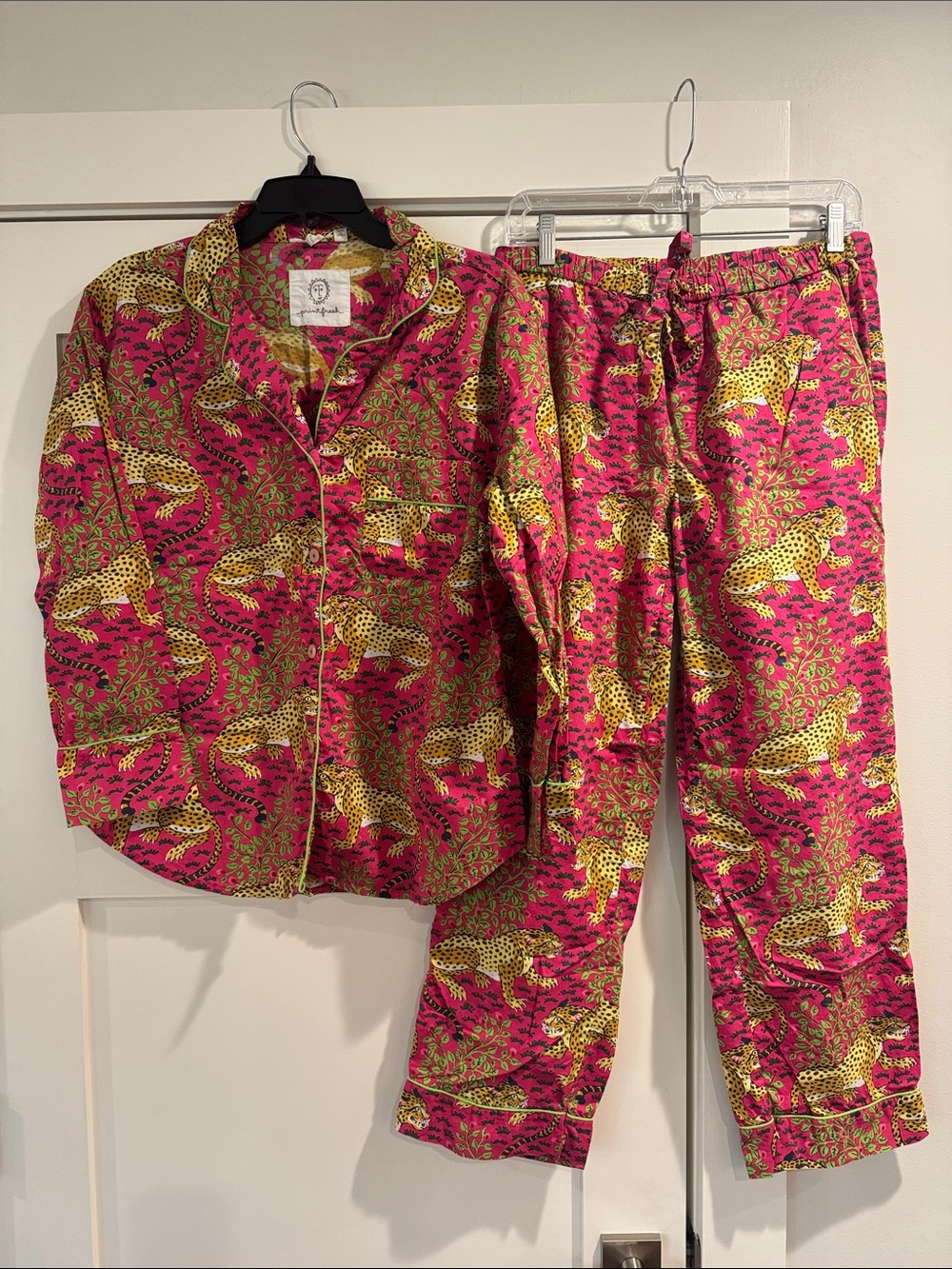 Printfresh Hot Pink and Yellow Leopard Women's Pajama Set